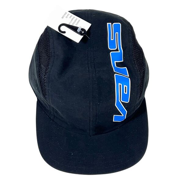 Vans Off The Wall Dropped V Camper Hat Cap Nylon Black Blue Logo Strapback New - Picture 5 of 7